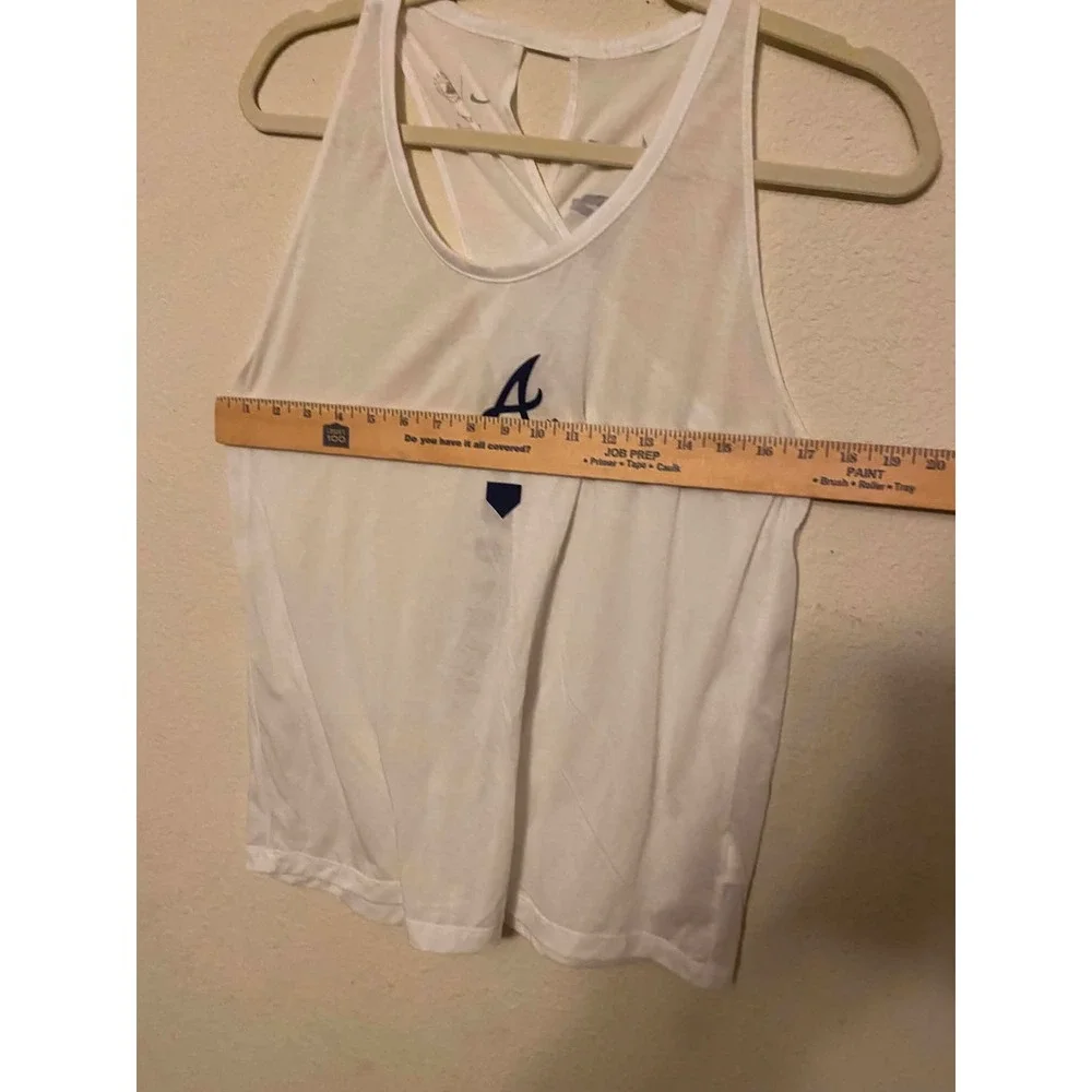 Nike Atlanta Braves Womens Dri-FIT Tank Top White Cross Back MLB Medium 0451